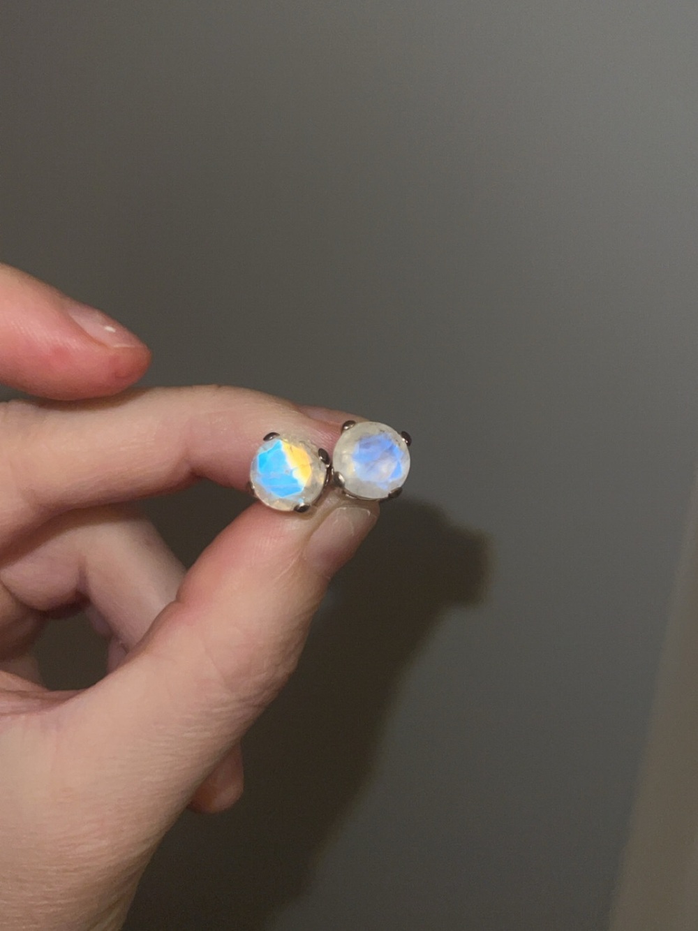 Moonstone Round Stud Earrings-never used